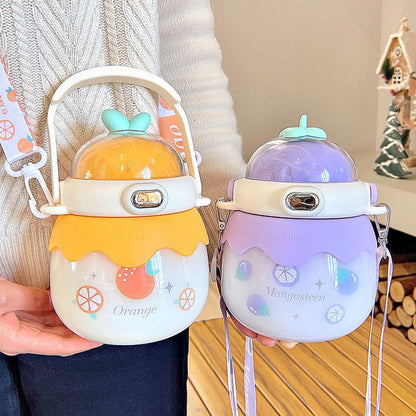 Big Belly Cup Appearance Straw Plastic High Temperature Resistant Sports Portable Water Bottle