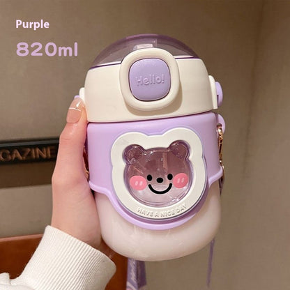 Big Belly Cup Appearance Straw Plastic High Temperature Resistant Sports Portable Water Bottle