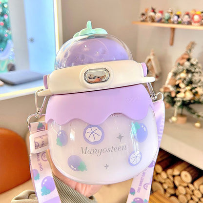 Big Belly Cup Appearance Straw Plastic High Temperature Resistant Sports Portable Water Bottle