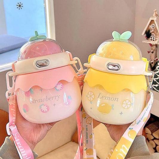 Big Belly Cup Appearance Straw Plastic High Temperature Resistant Sports Portable Water Bottle